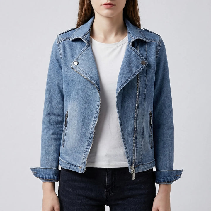 Denivra - Moto-Style Women's Denim Jacket