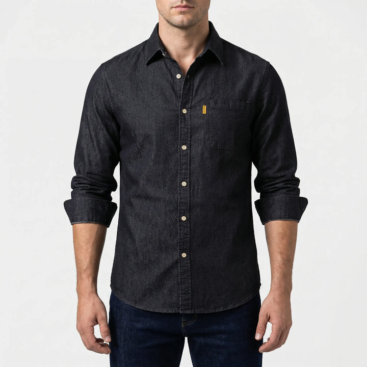 Denvoro - Long-Sleeve Button-Front Denim Shirt