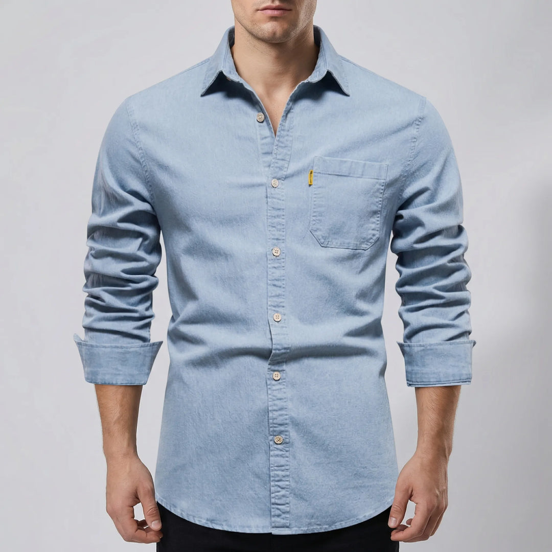 Denvrex - Long-Sleeve Button-Front Denim Shirt