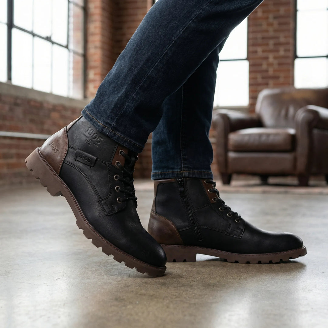 Draksor - Lace-Up Ankle Boot With Side Zipper