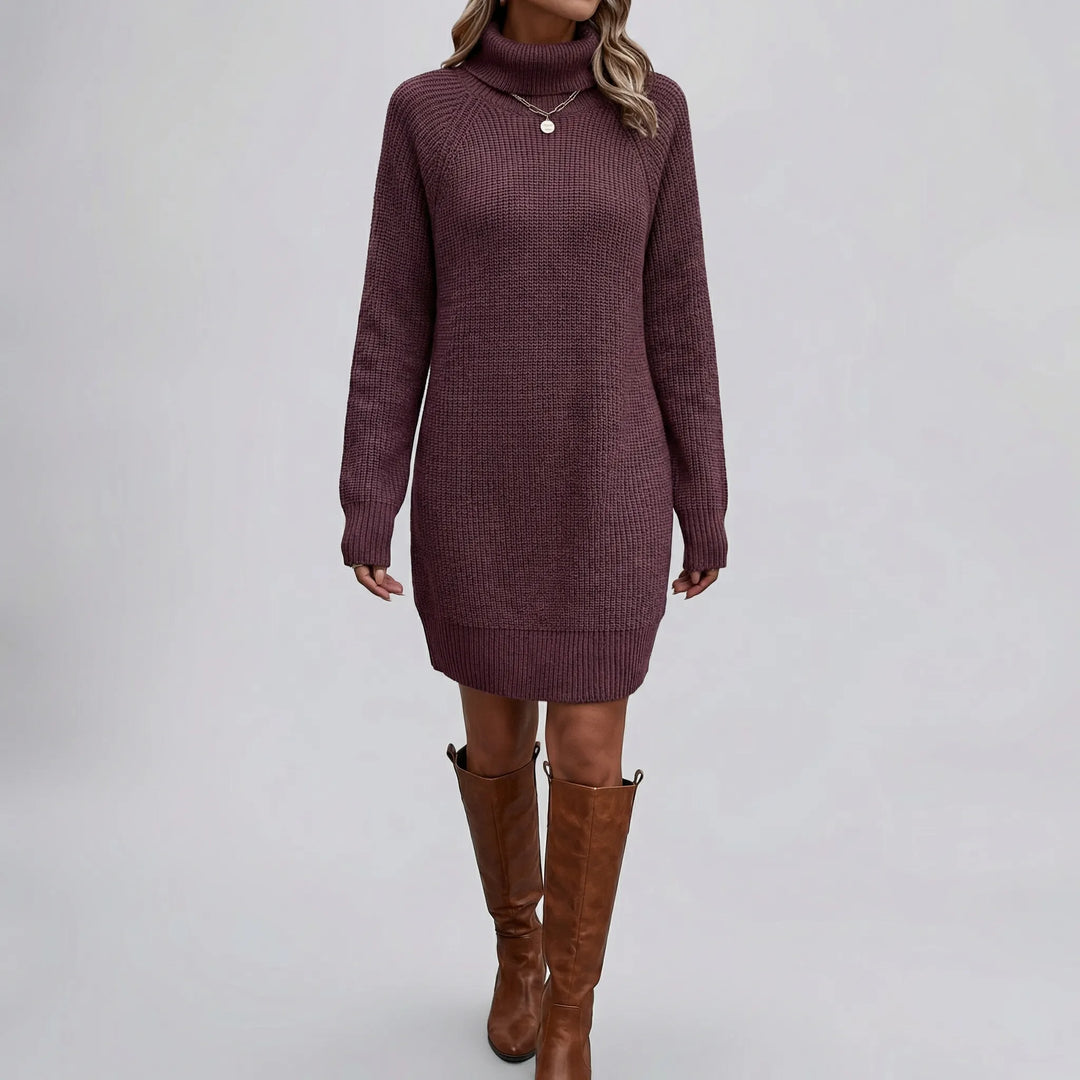 Draluxe - Turtleneck Sweater Mini Dress