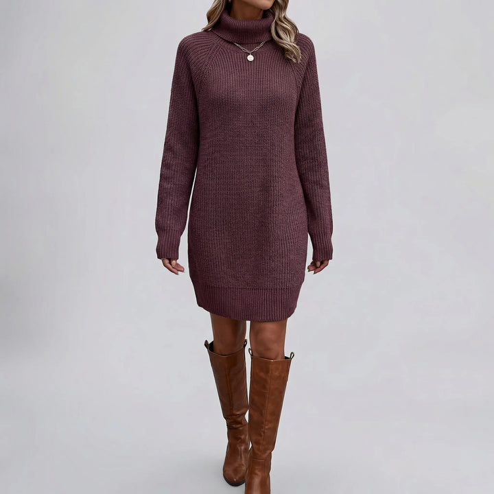 Draluxe - Turtleneck Sweater Mini Dress