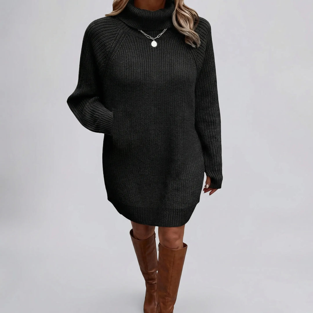 Draluxe - Turtleneck Sweater Mini Dress