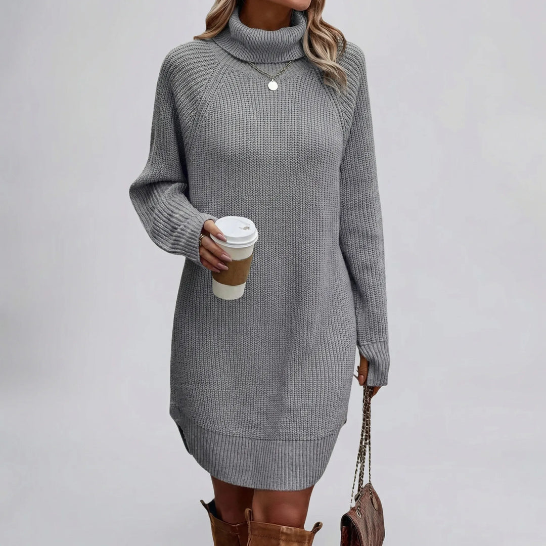 Draluxe - Turtleneck Sweater Mini Dress
