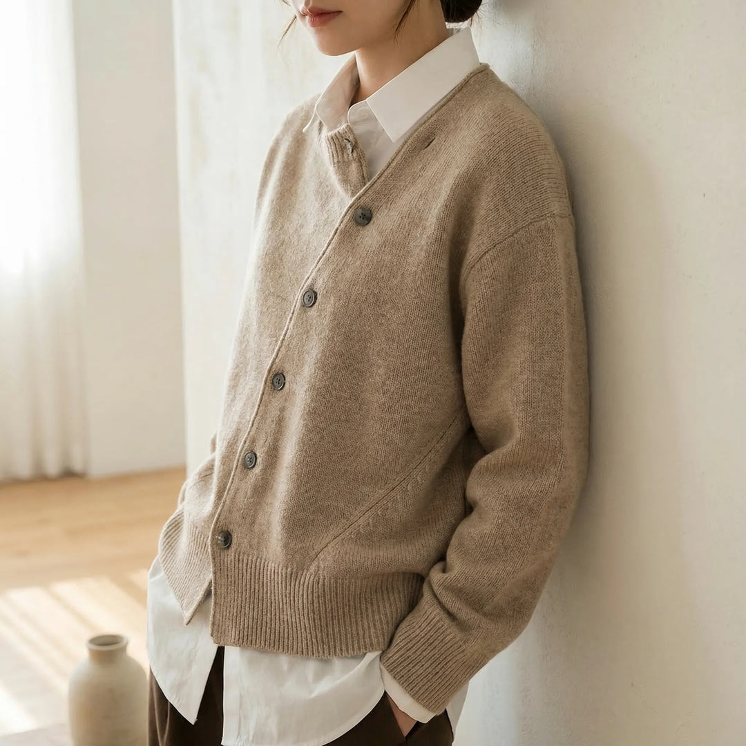 Drapella - Relaxed Wrap-Style Button Cardigan