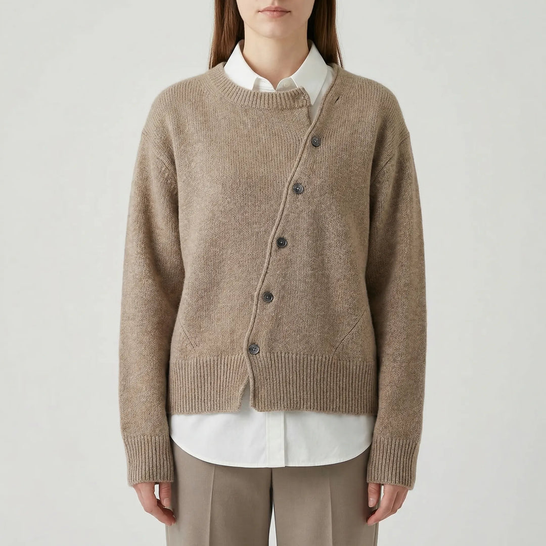 Drapella - Relaxed Wrap-Style Button Cardigan
