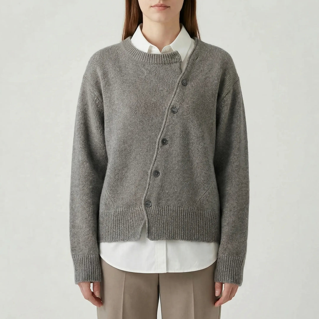 Drapella - Relaxed Wrap-Style Button Cardigan