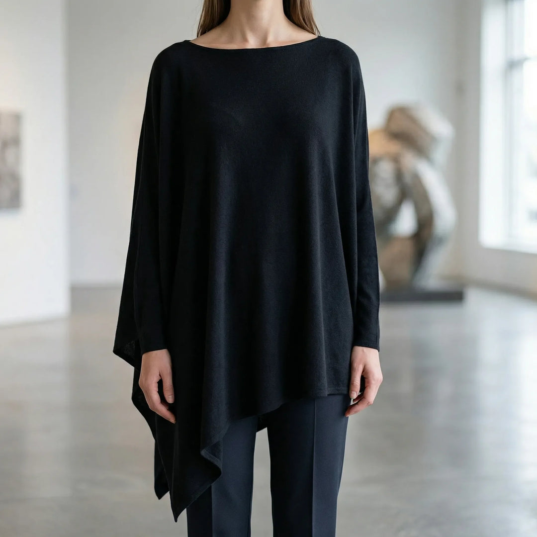 Drapis - Long Sleeve Asymmetric Hem Top