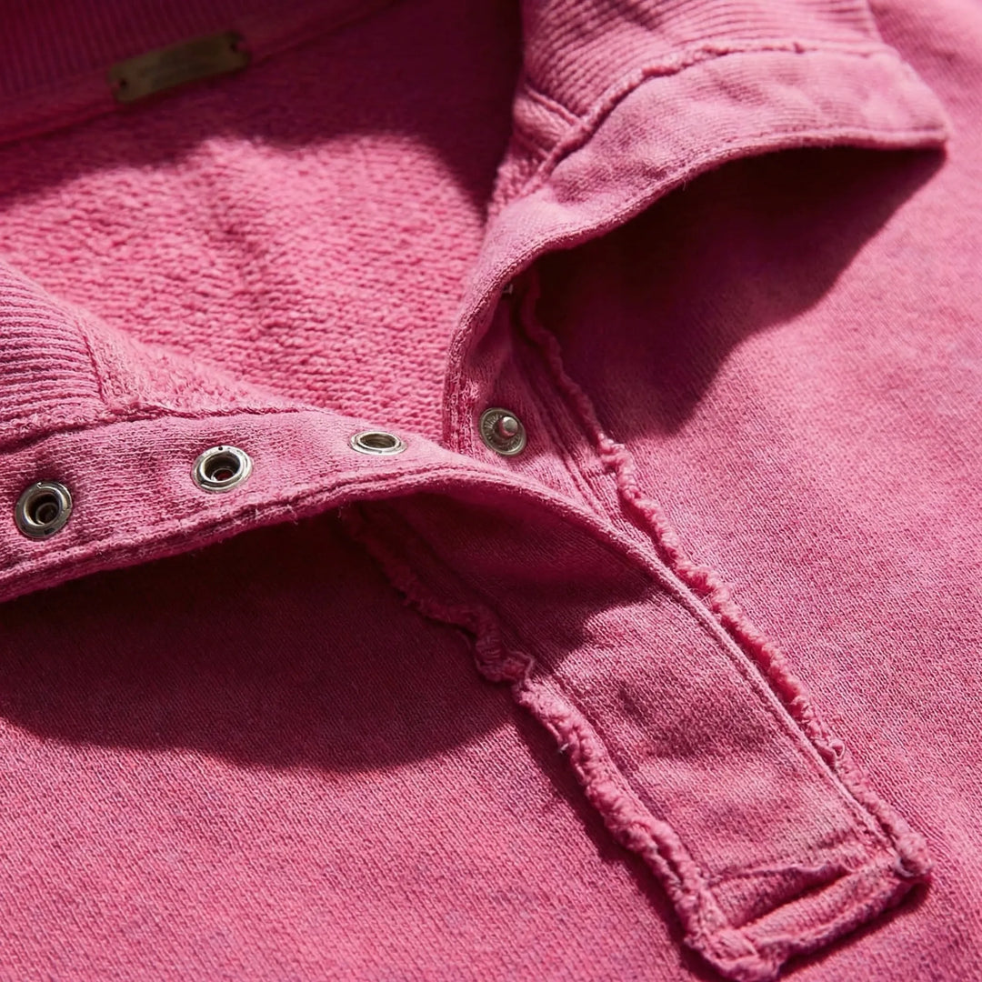 Drapova - Oversized Henley Pullover With Side Split