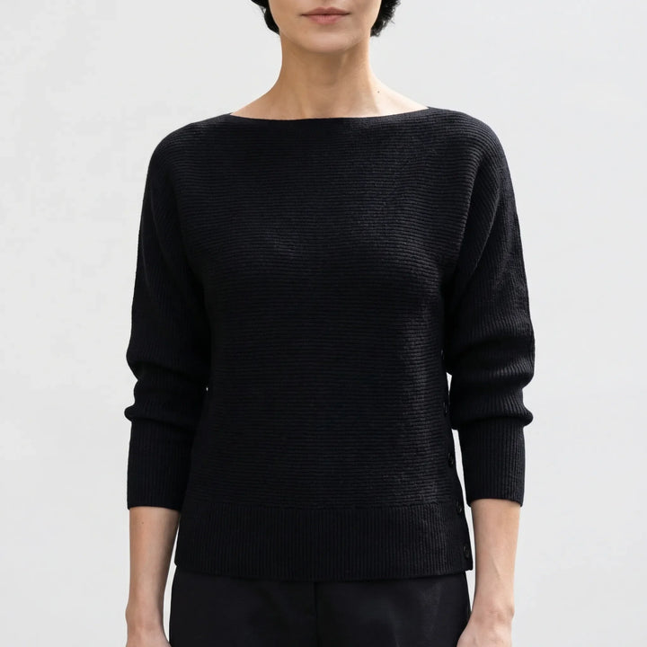 Dravelle - Off-The-Shoulder Batwing Knit Pullover