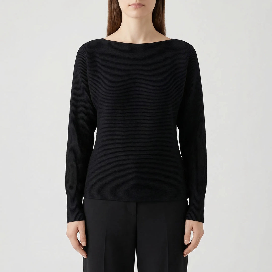 Dravelle - Off-The-Shoulder Batwing Knit Pullover