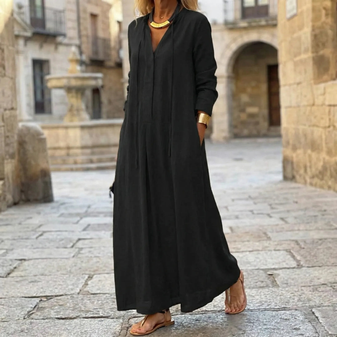 Dravilex - Floor-Length V-Neck Maxi Dress