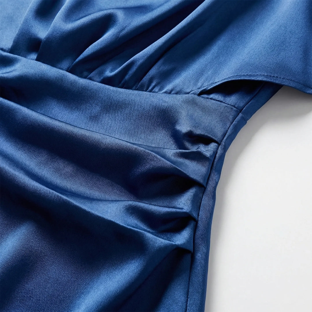 Drayselle - One-Shoulder Ruched Midi Dress