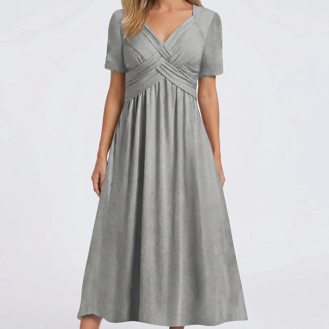 Drifena - V-Neck Midi Dress With Crossover Bodice