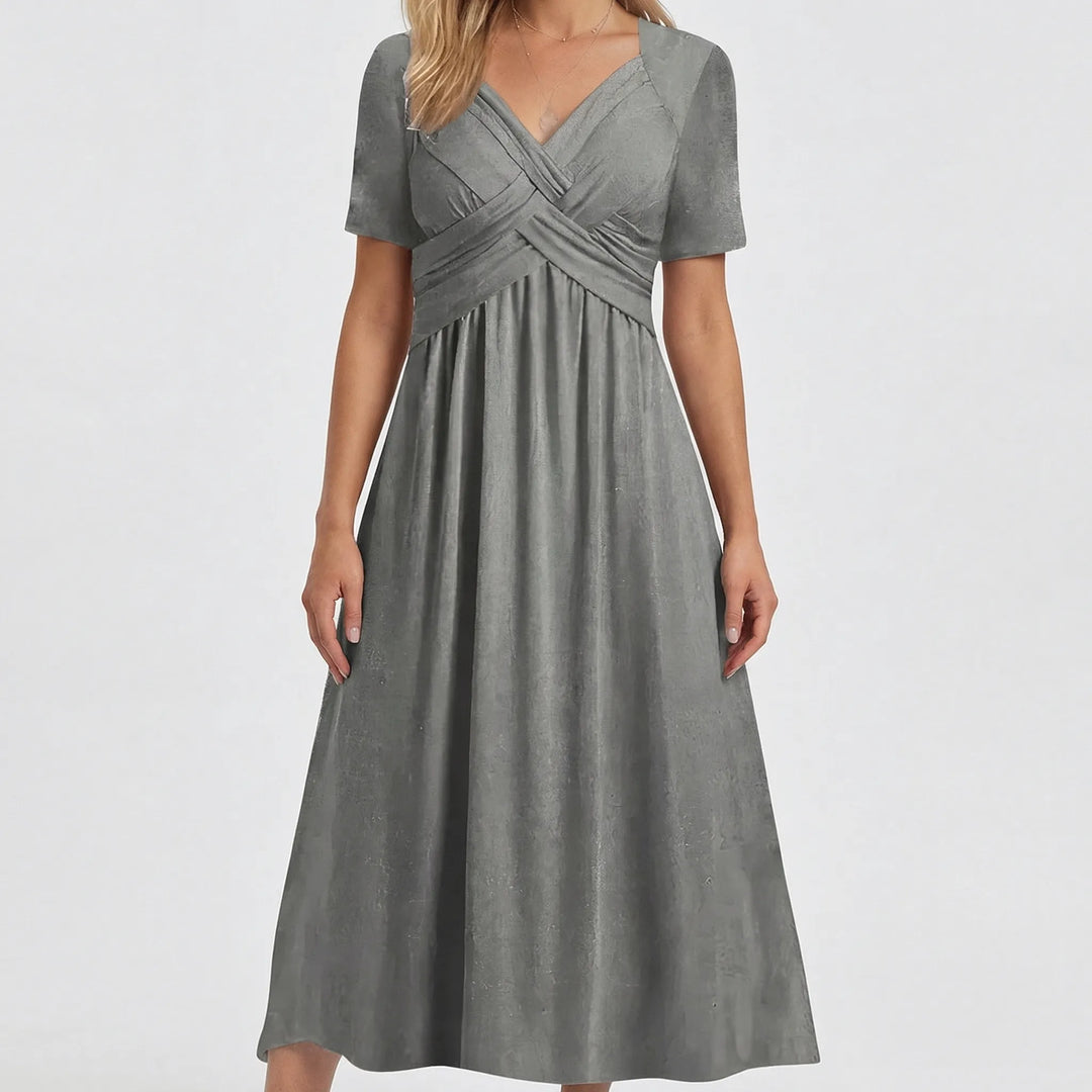Drifena - V-Neck Midi Dress With Crossover Bodice