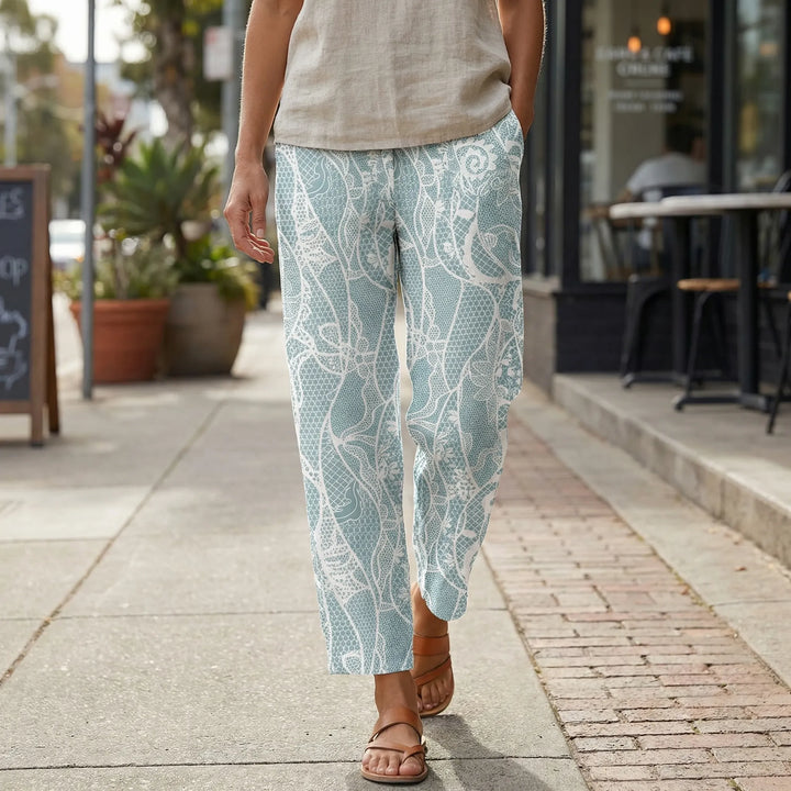 Driftlace - Relaxed Fit Lace Print Casual Pants