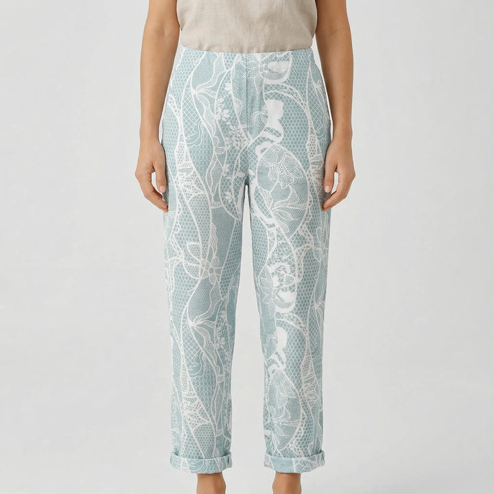 Driftlace - Relaxed Fit Lace Print Casual Pants