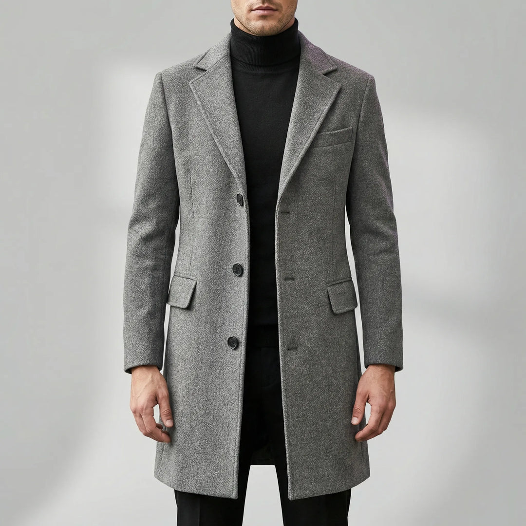 Drossfeld - Single-Breasted Long Overcoat For Men