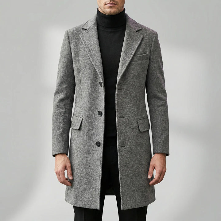 Drossfeld - Single-Breasted Long Overcoat For Men