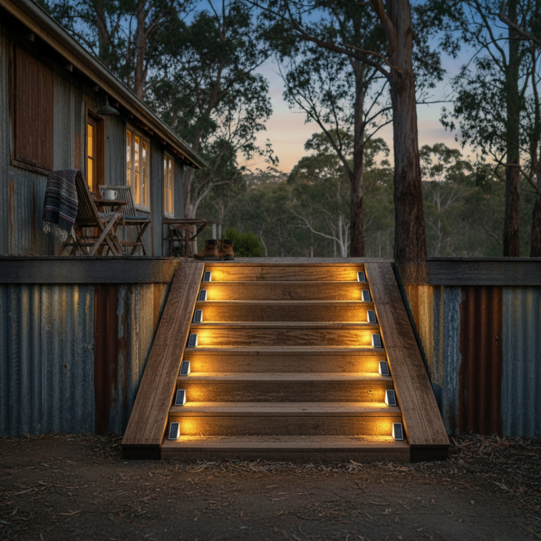 Lumières LED Solaires pour Escaliers Extérieurs Sans Fil pour Terrasse, Clôture et Allée