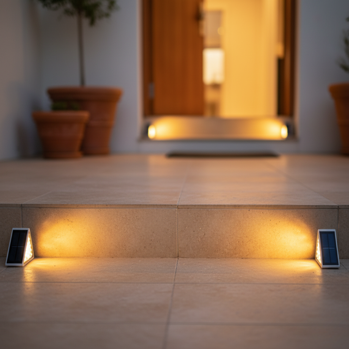 Lumières LED Solaires pour Escaliers Extérieurs Sans Fil pour Terrasse, Clôture et Allée