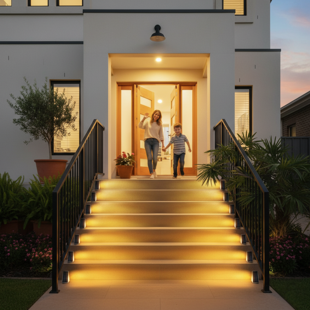 Lumières LED Solaires pour Escaliers Extérieurs Sans Fil pour Terrasse, Clôture et Allée
