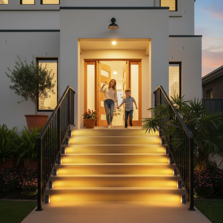 Lumières LED Solaires pour Escaliers Extérieurs Sans Fil pour Terrasse, Clôture et Allée