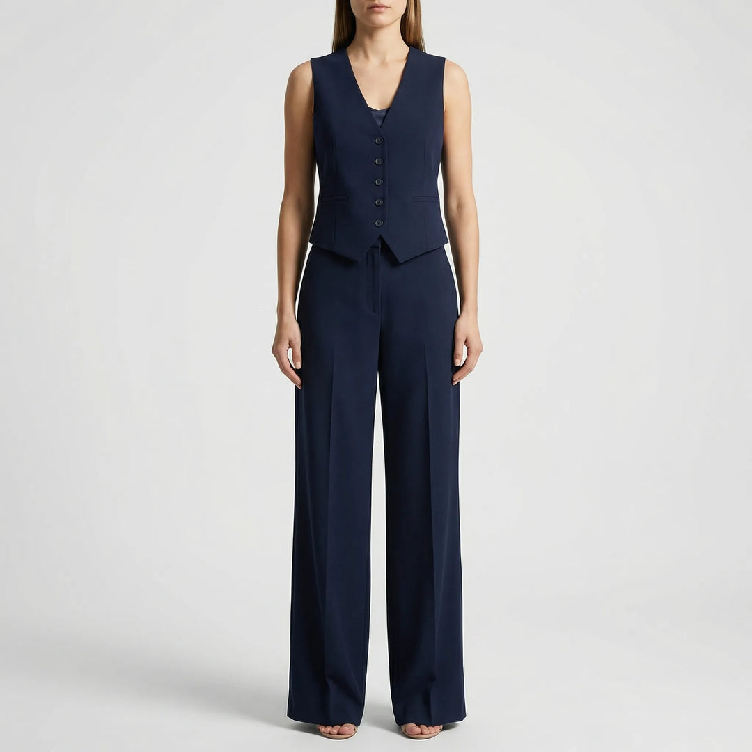Elanza - Sleeveless Vest And Wide-Leg Trouser Set