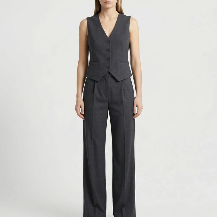 Elanza - Sleeveless Vest And Wide-Leg Trouser Set