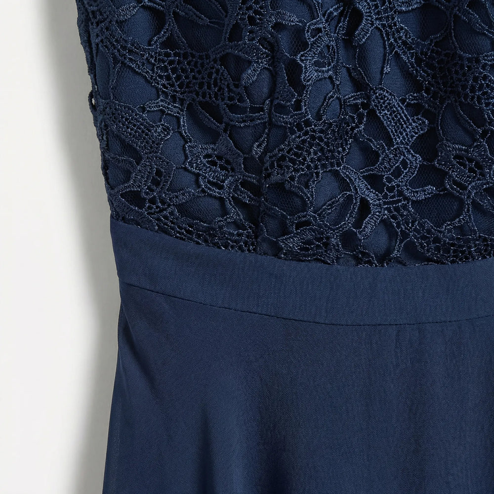 Elegara - Lace Bodice Sleeveless Mini Dress