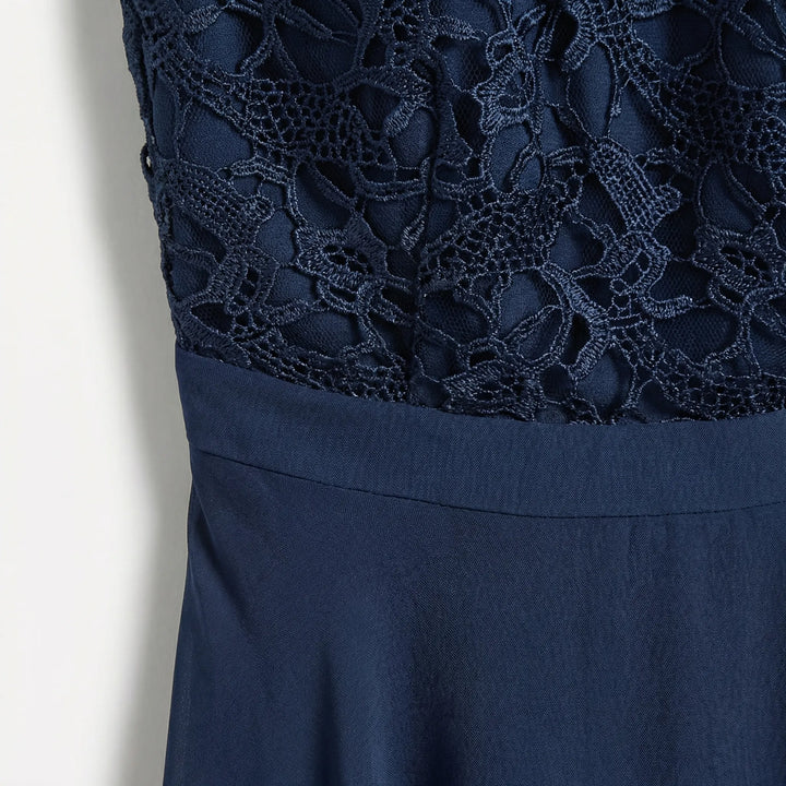 Elegara - Lace Bodice Sleeveless Mini Dress