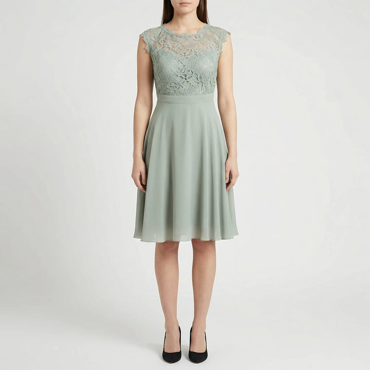 Elegara - Lace Bodice Sleeveless Mini Dress