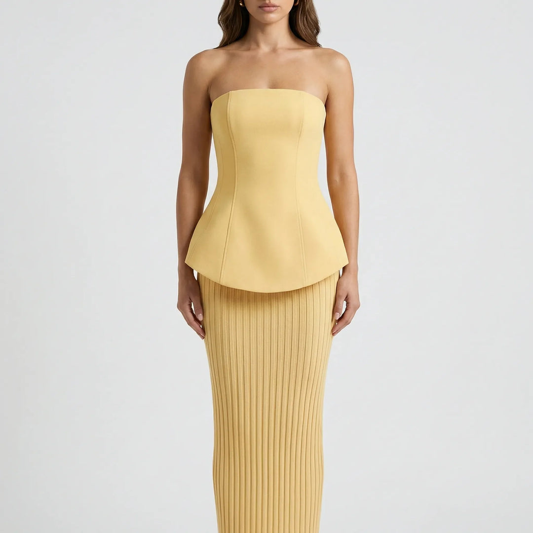 Elourna - Strapless Sculpted Maxi Dress