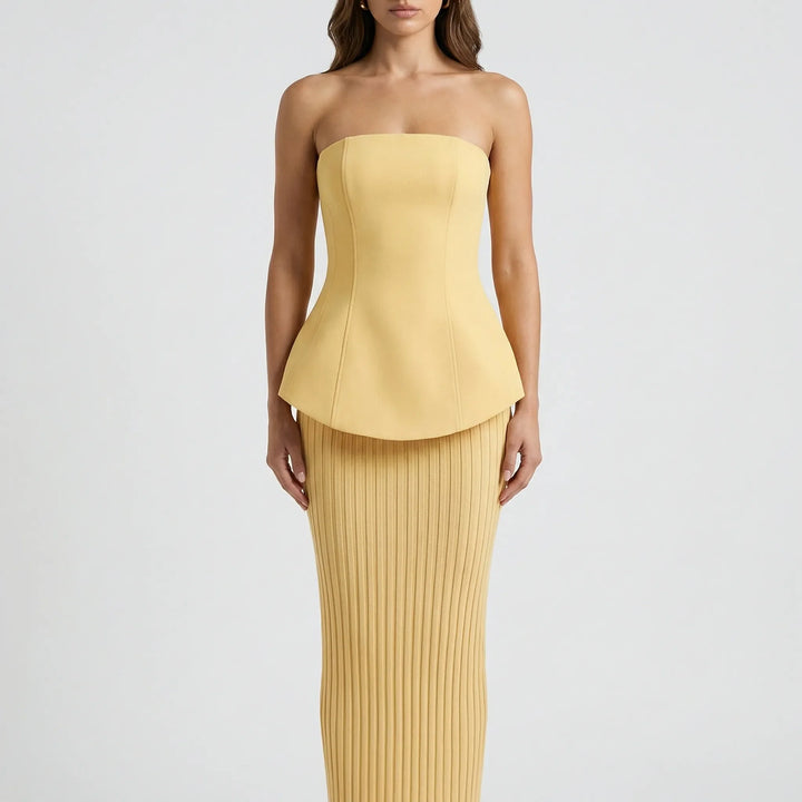 Elourna - Strapless Sculpted Maxi Dress