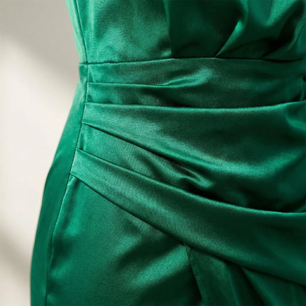 Elyvara - One-Shoulder Satin-Finish Midi Dress