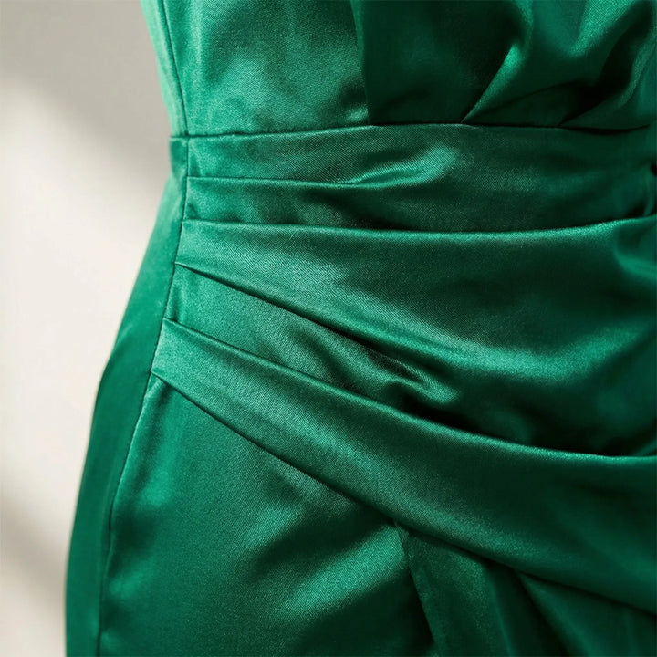 Elyvara - One-Shoulder Satin-Finish Midi Dress