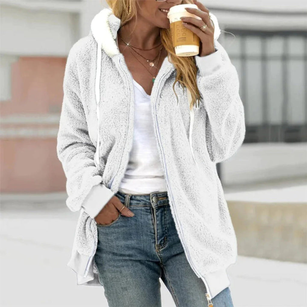 Plush Hooded Jacket för kvinnor