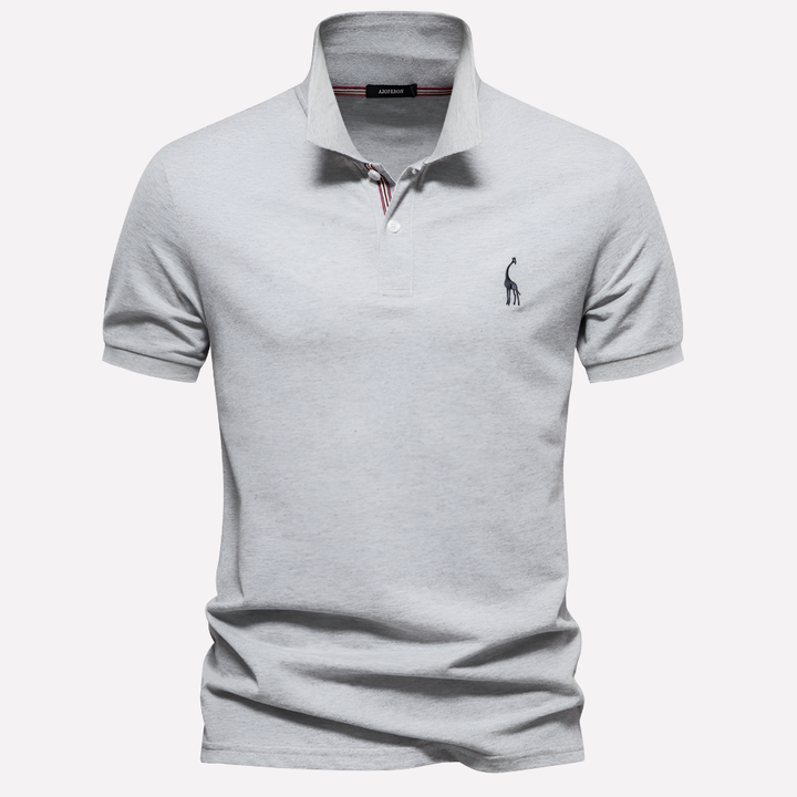 Luxe Cotton Polo för män med hjortbrodyr