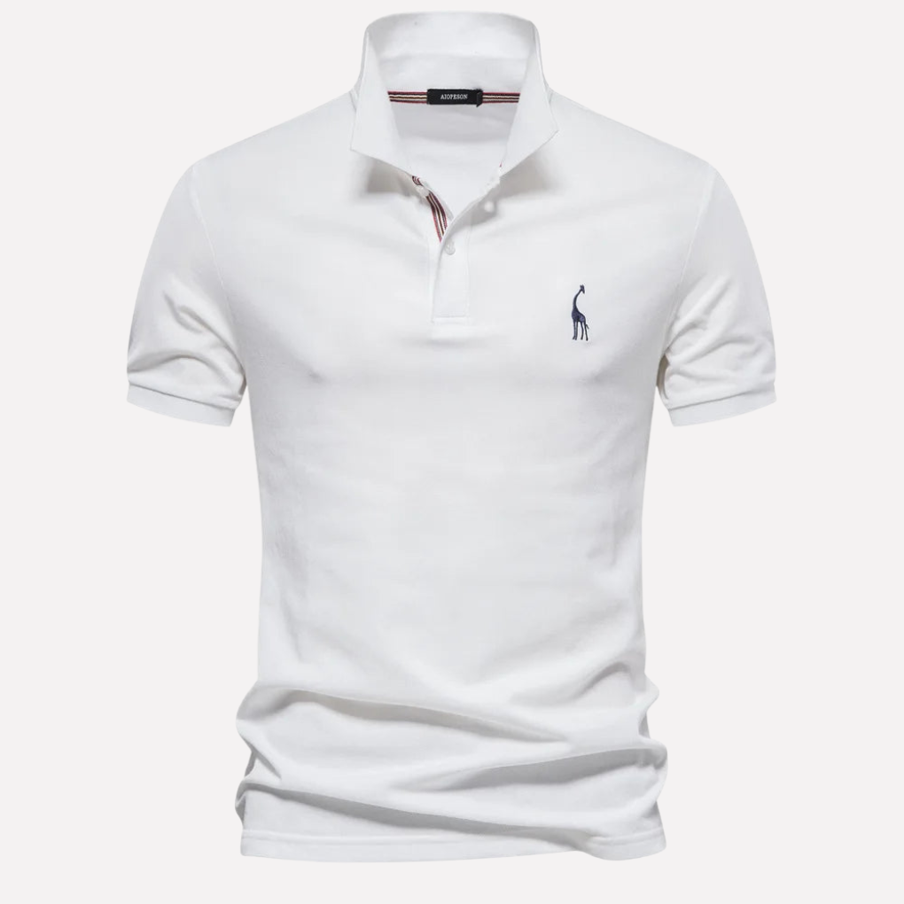 Luxe Cotton Polo för män med hjortbrodyr