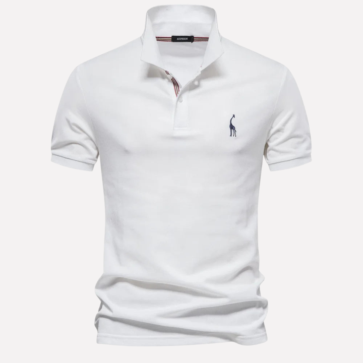Luxe Cotton Polo för män med hjortbrodyr
