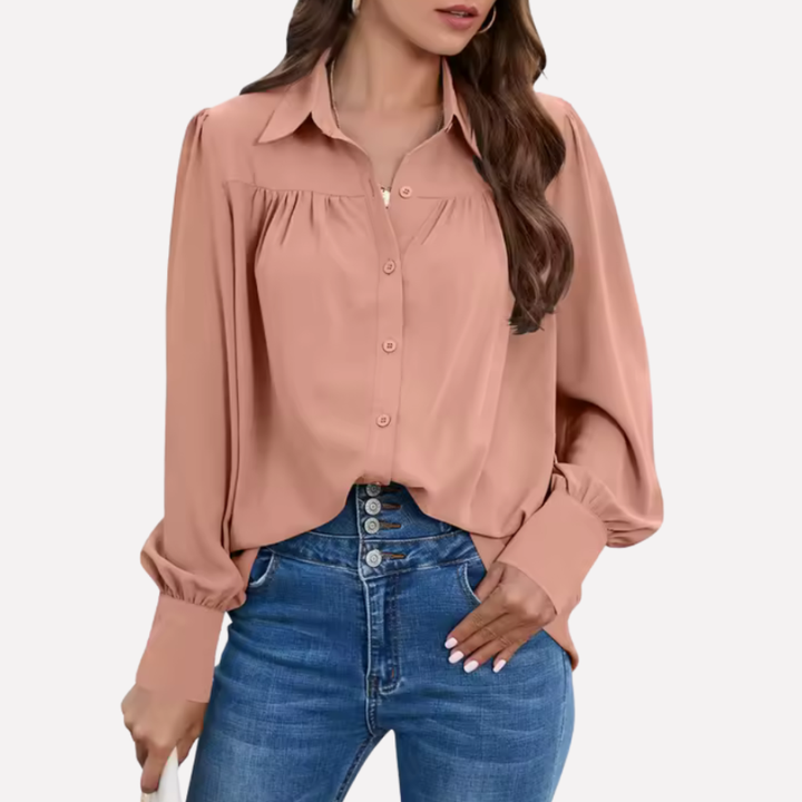 Chiffonblus med laternaärmar för kvinnor