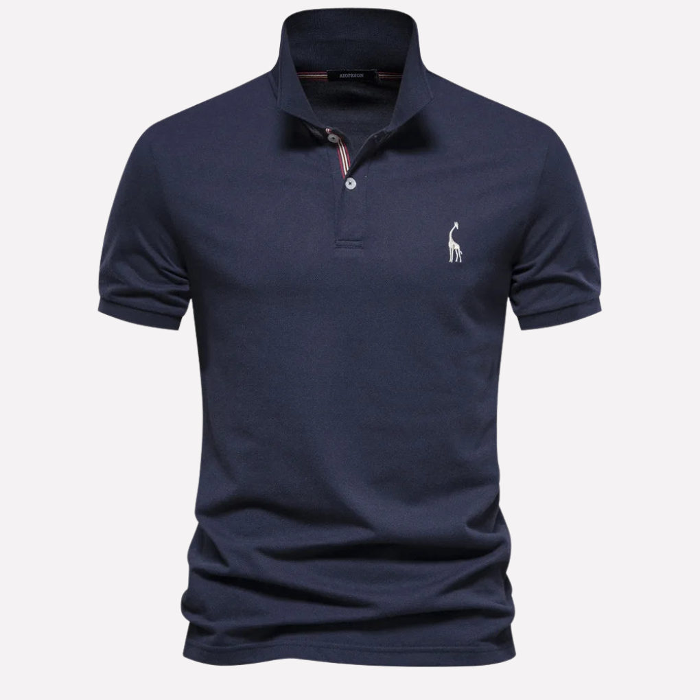 Luxe Cotton Polo för män med hjortbrodyr