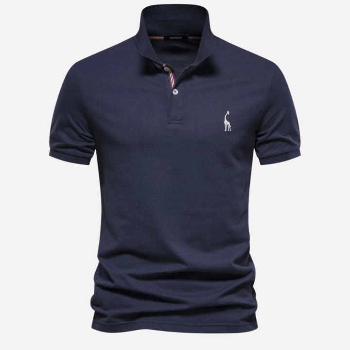Luxe Cotton Polo för män med hjortbrodyr