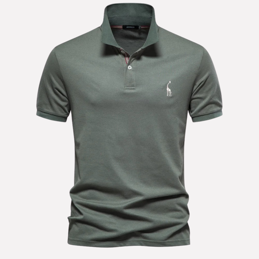 Luxe Cotton Polo för män med hjortbrodyr