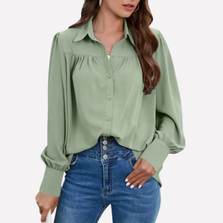 Chiffonblus med laternaärmar för kvinnor