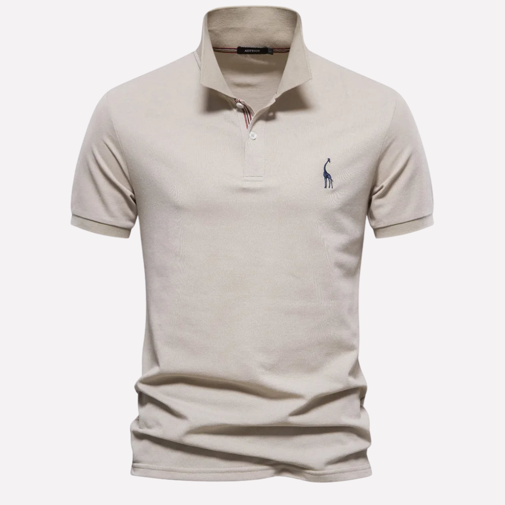 Luxe Cotton Polo för män med hjortbrodyr