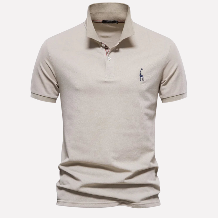 Luxe Cotton Polo för män med hjortbrodyr