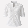 Sommar Vit Blus med Broderi för Kvinnor