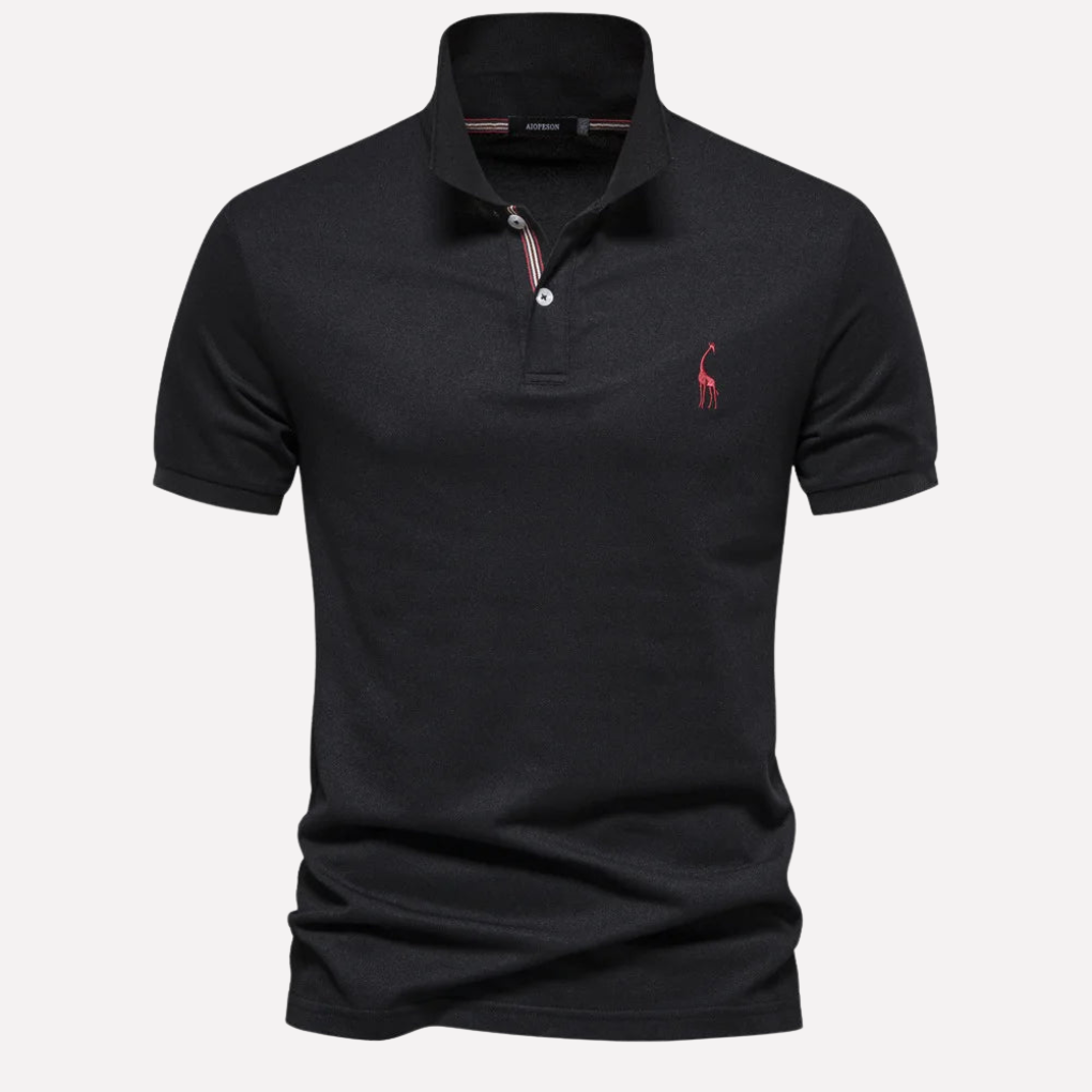 Luxe Cotton Polo för män med hjortbrodyr