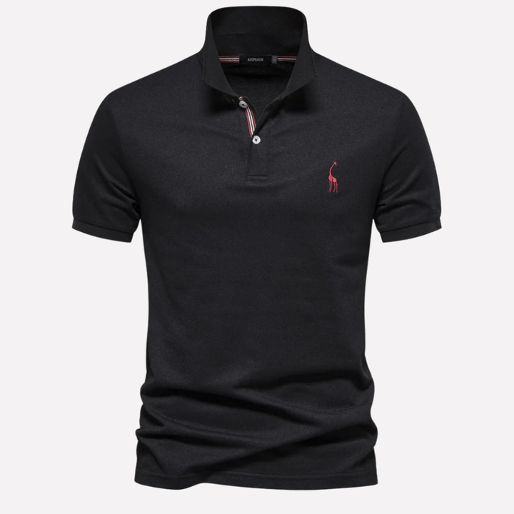 Luxe Cotton Polo för män med hjortbrodyr